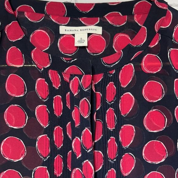 Sheer Banana Republic Navy/Pink Flowy Blouse - Picture 5 of 16